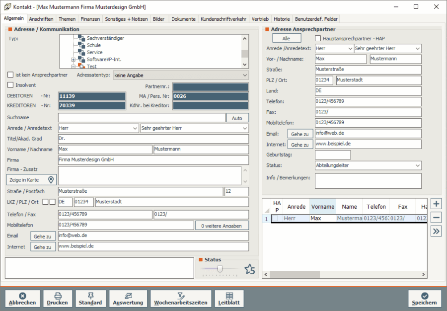 Kontaktmanager im H&H.